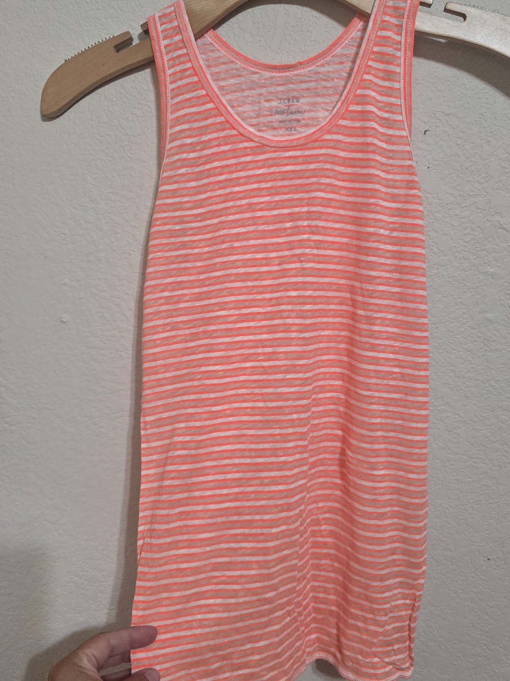 J. Crew Coral and White Striped Tank